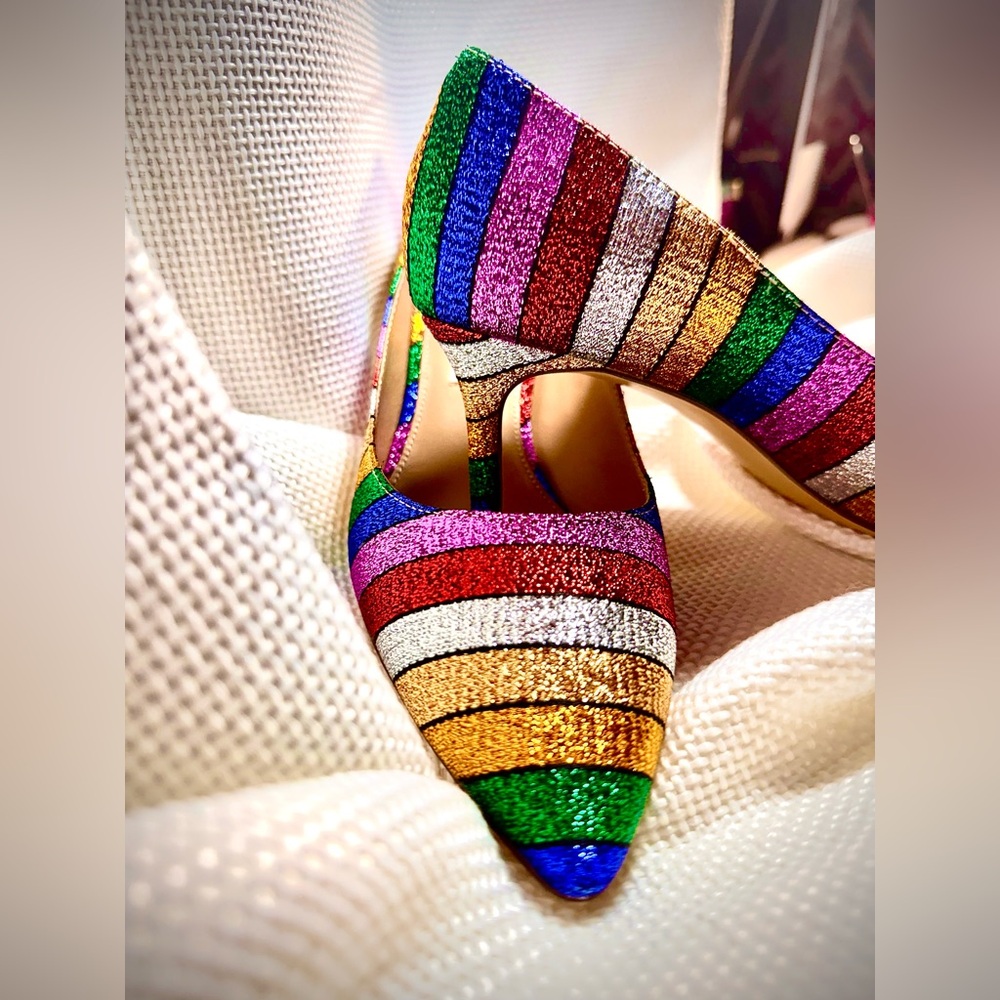Nina Multicolor Striped Heels